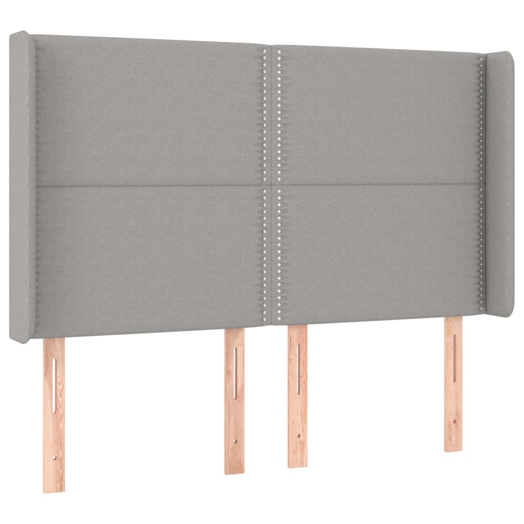 Testiera ad Orecchio Grigio Chiaro 147x16x118/128 cm in Tessuto