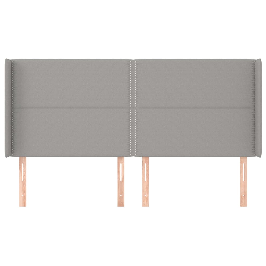 Testiera ad Orecchio Grigio Chiaro 183x16x118/128 cm in Tessuto