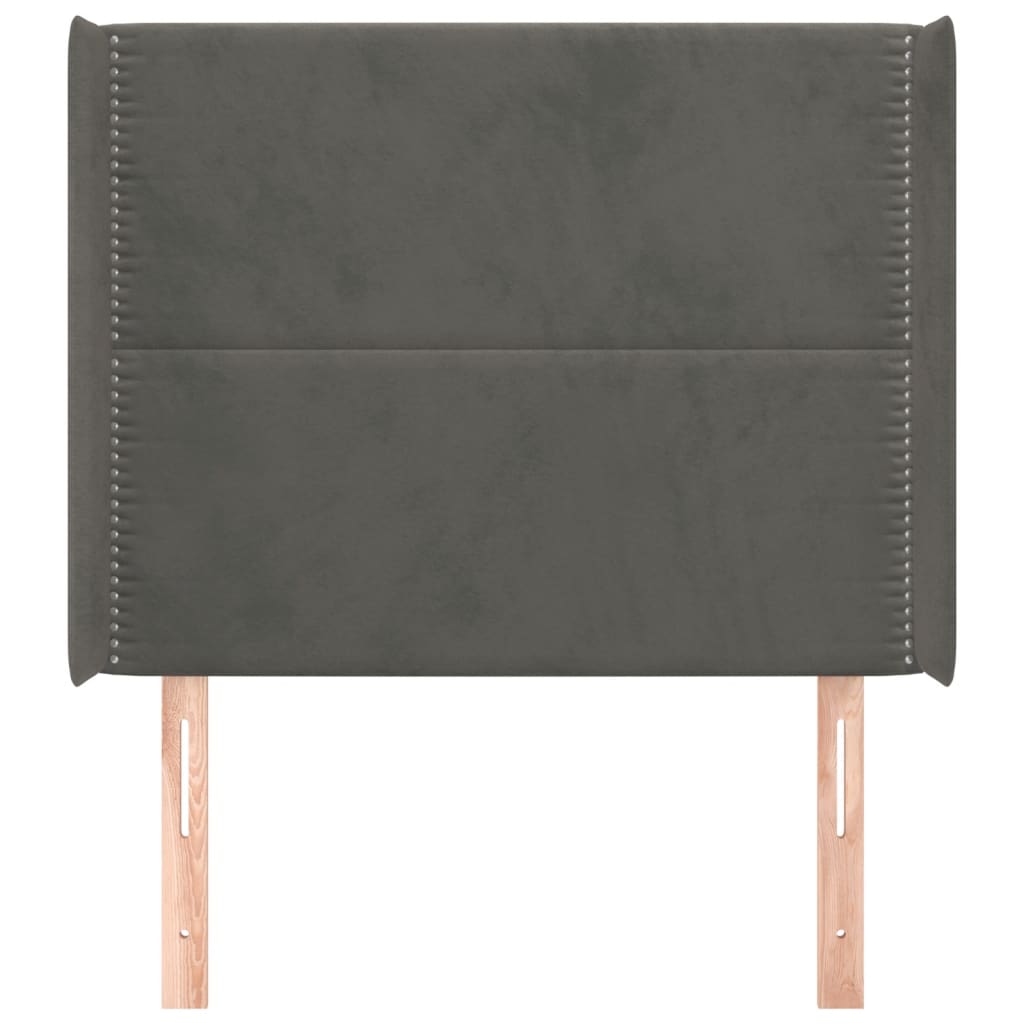 Testiera ad Orecchio Grigio Scuro 83x16x118/128 cm in Velluto