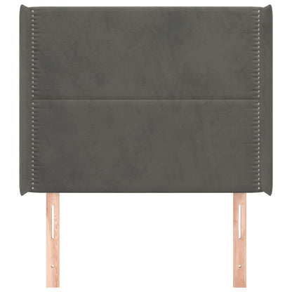 Testiera ad Orecchio Grigio Scuro 93x16x118/128 cm in Velluto