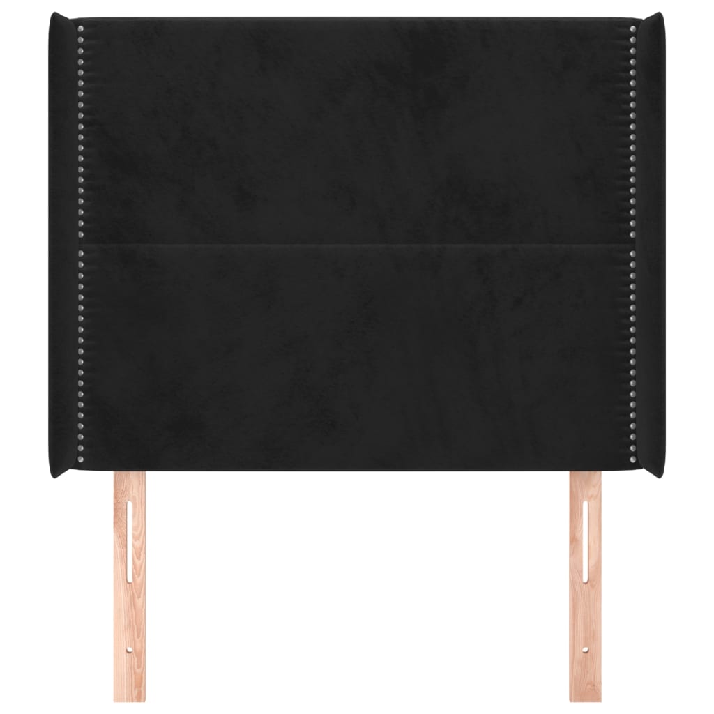Testiera ad Orecchio Nera 93x16x118/128 cm in Velluto
