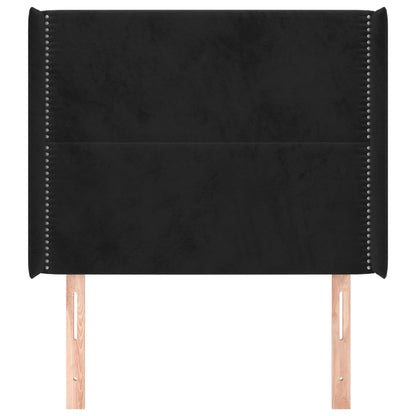 Testiera ad Orecchio Nera 93x16x118/128 cm in Velluto
