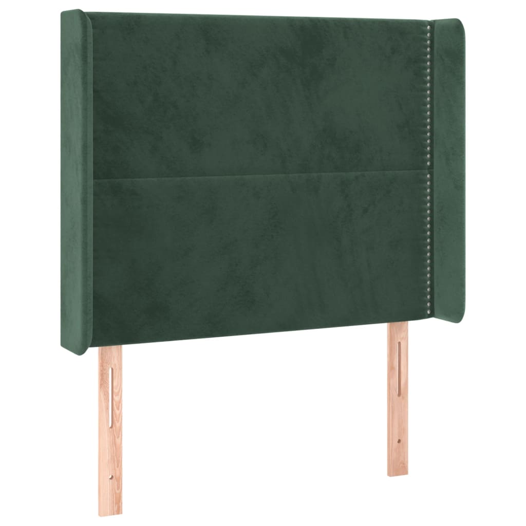 Testiera ad Orecchio Verde Scuro 93x16x118/128 cm in Velluto