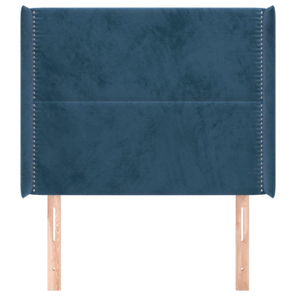 Testiera ad Orecchio Blu Scuro 93x16x118/128 cm in Velluto