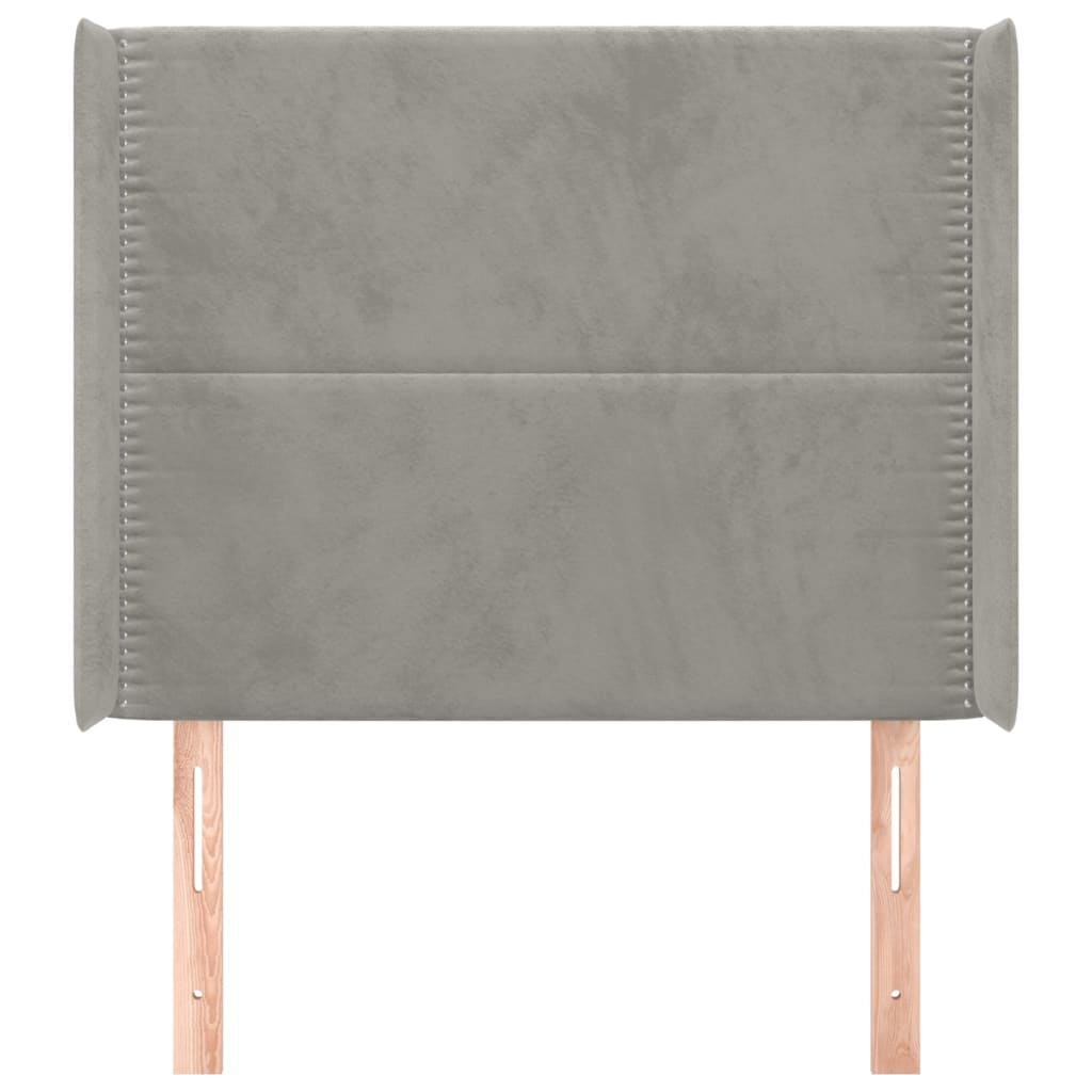 Testiera ad Orecchio Grigio Chiaro 103x16x118/128 cm in Velluto