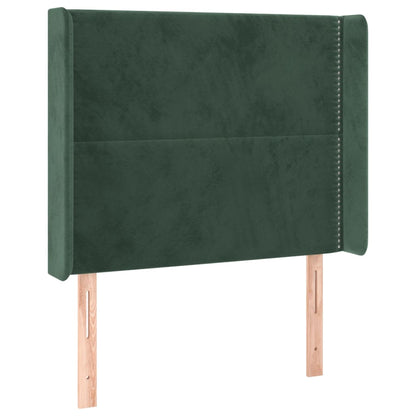 Testiera ad Orecchio Verde Scuro 103x16x118/128cm in Velluto