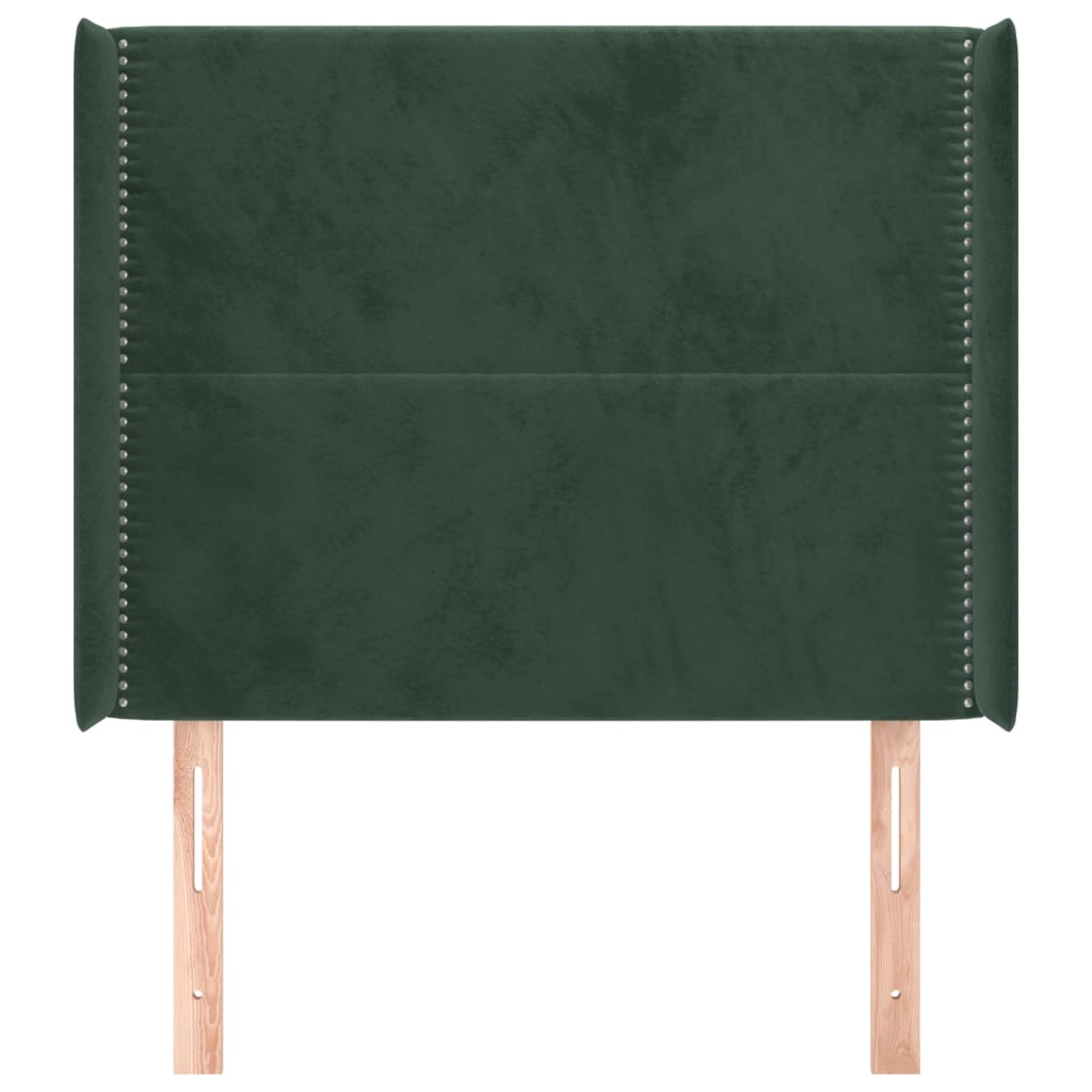 Testiera ad Orecchio Verde Scuro 103x16x118/128cm in Velluto