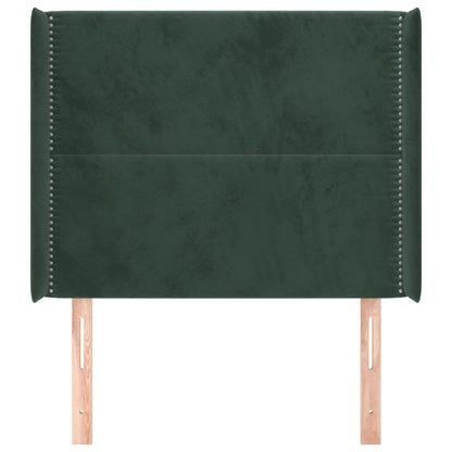 Testiera ad Orecchio Verde Scuro 103x16x118/128cm in Velluto