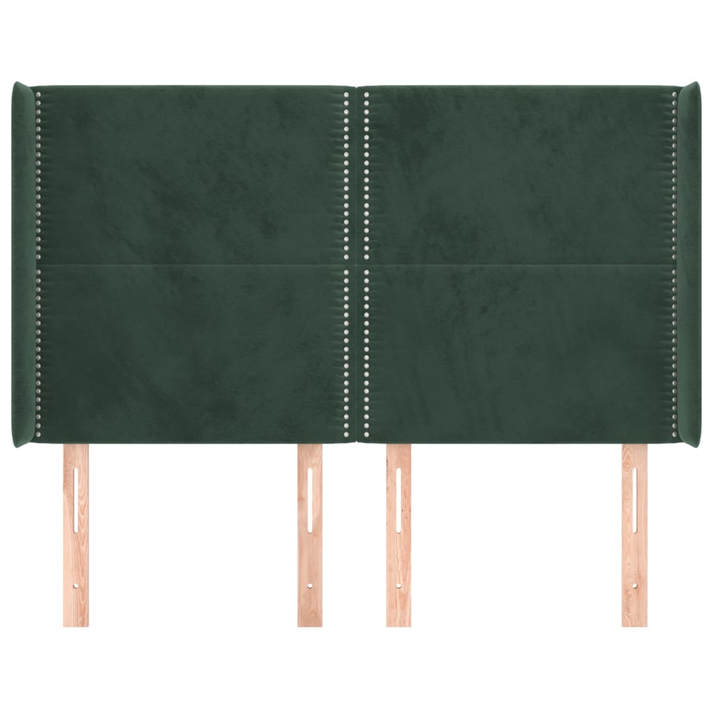 Testiera ad Orecchio Verde Scuro 147x23x118/128cm in Velluto
