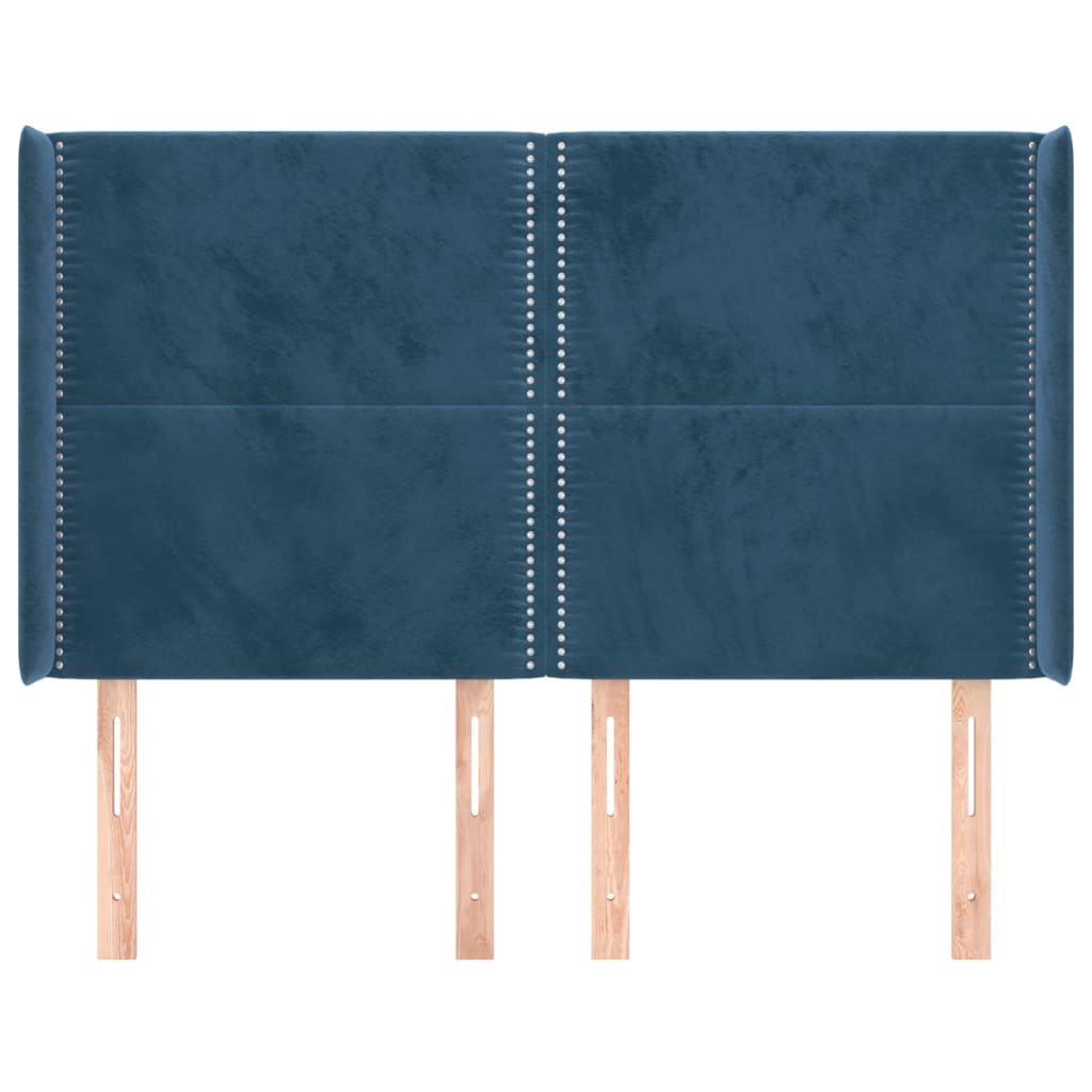 Testiera ad Orecchio Blu Scuro 147x16x118/128 cm in Velluto
