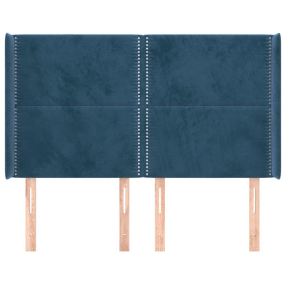 Testiera ad Orecchio Blu Scuro 147x16x118/128 cm in Velluto