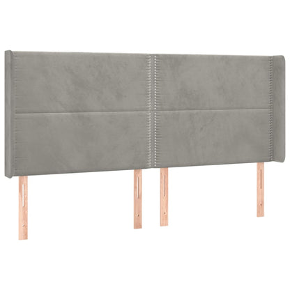 Testiera ad Orecchio Grigio Chiaro 163x16x118/128 cm in Velluto