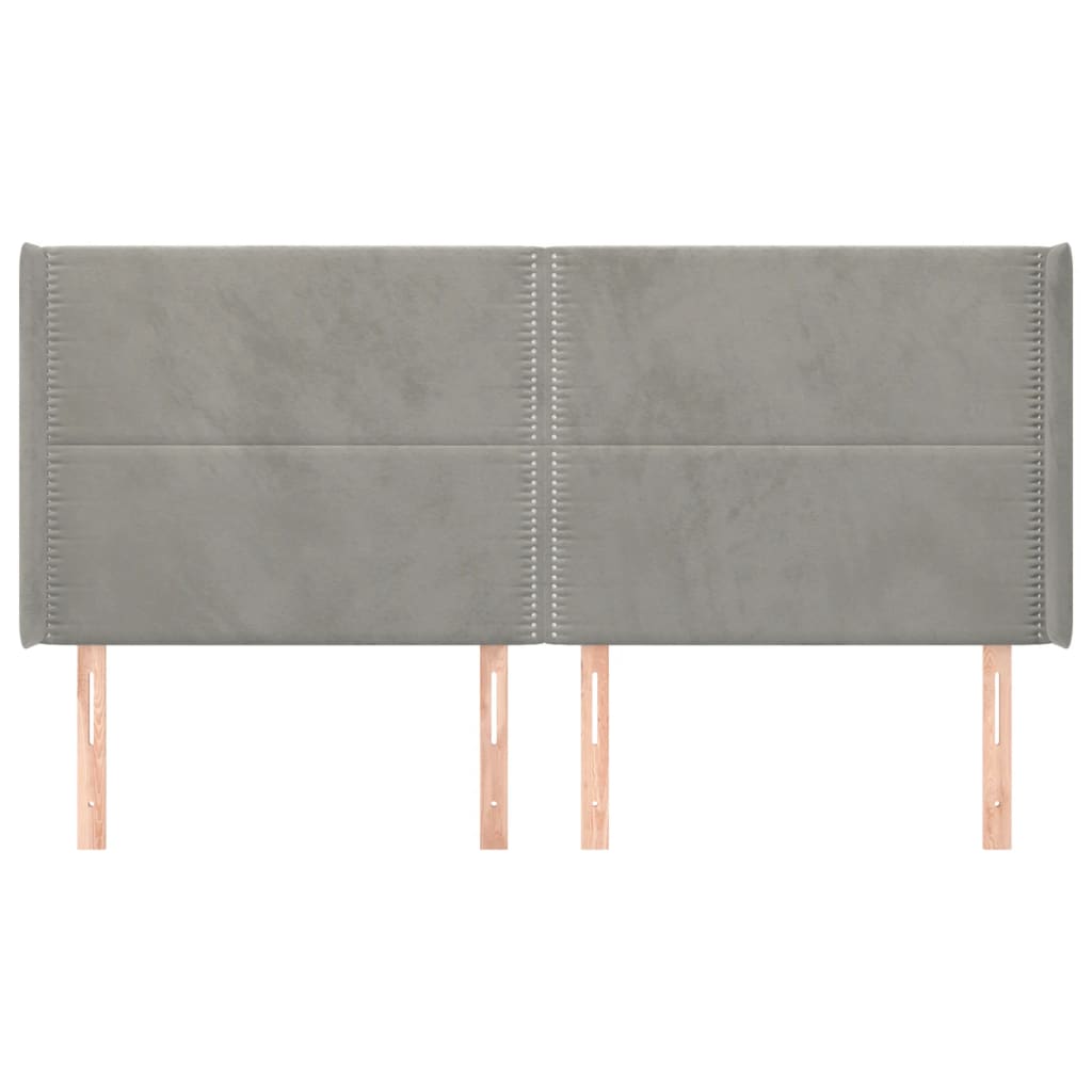 Testiera ad Orecchio Grigio Chiaro 163x16x118/128 cm in Velluto