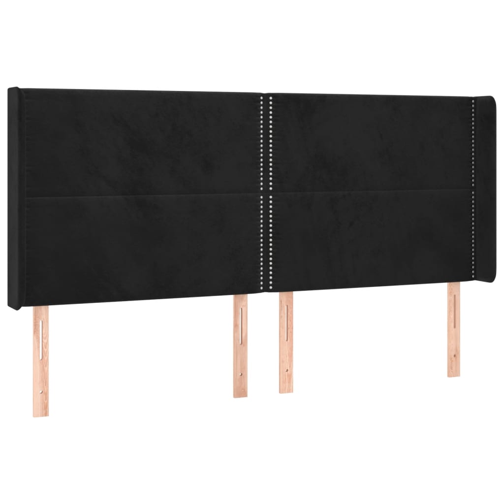 Testiera ad Orecchio Nera 163x16x118/128 cm in Velluto