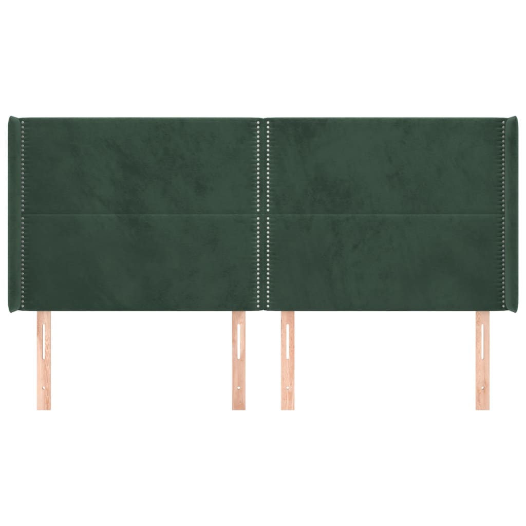 Testiera ad Orecchio Verde Scuro 163x16x118/128 cm in Velluto
