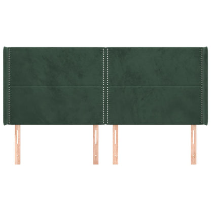 Testiera ad Orecchio Verde Scuro 163x16x118/128 cm in Velluto