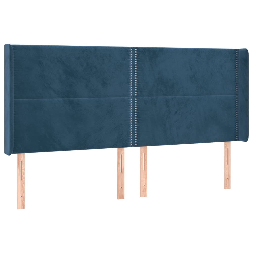Testiera ad Orecchio Blu Scuro 163x16x118/128 cm in Velluto