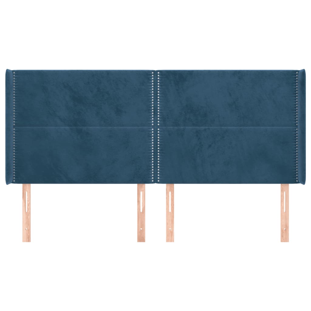 Testiera ad Orecchio Blu Scuro 163x16x118/128 cm in Velluto