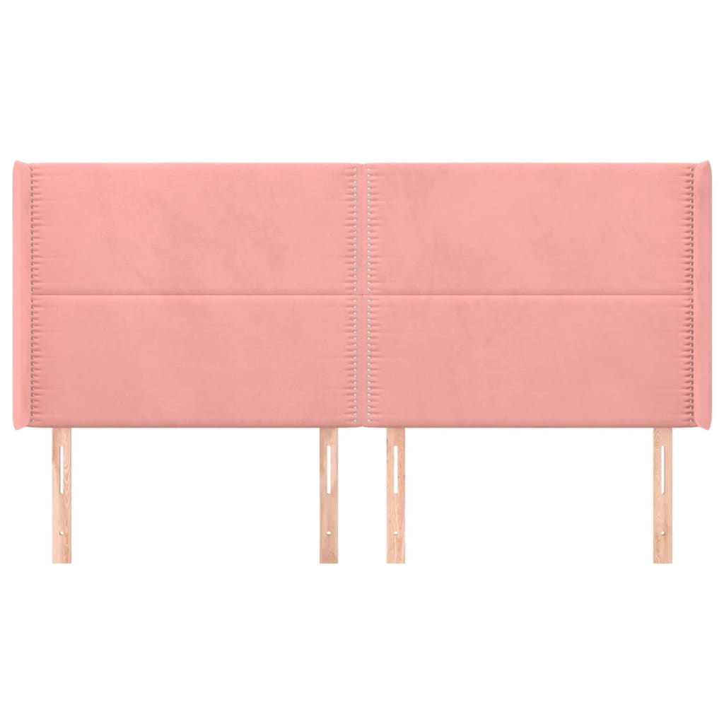 Testiera ad Orecchio Rosa 163x16x118/128 cm in Velluto
