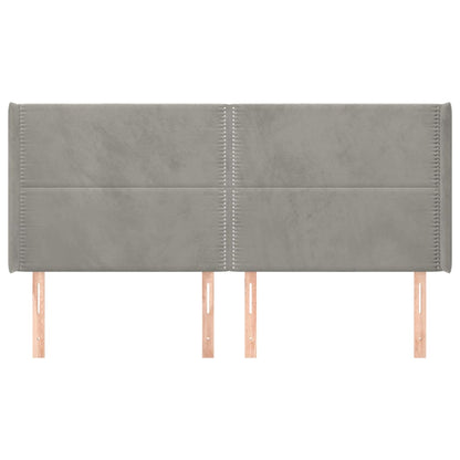 Testiera ad Orecchio Grigio Chiaro 183x16x118/128 cm in Velluto