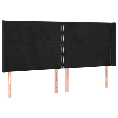 Testiera ad Orecchio Nera 183x16x118/128 cm in Velluto