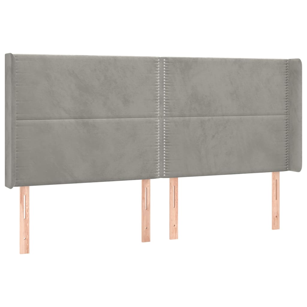 Testiera ad Orecchio Grigio Chiaro 203x16x118/128 cm in Velluto