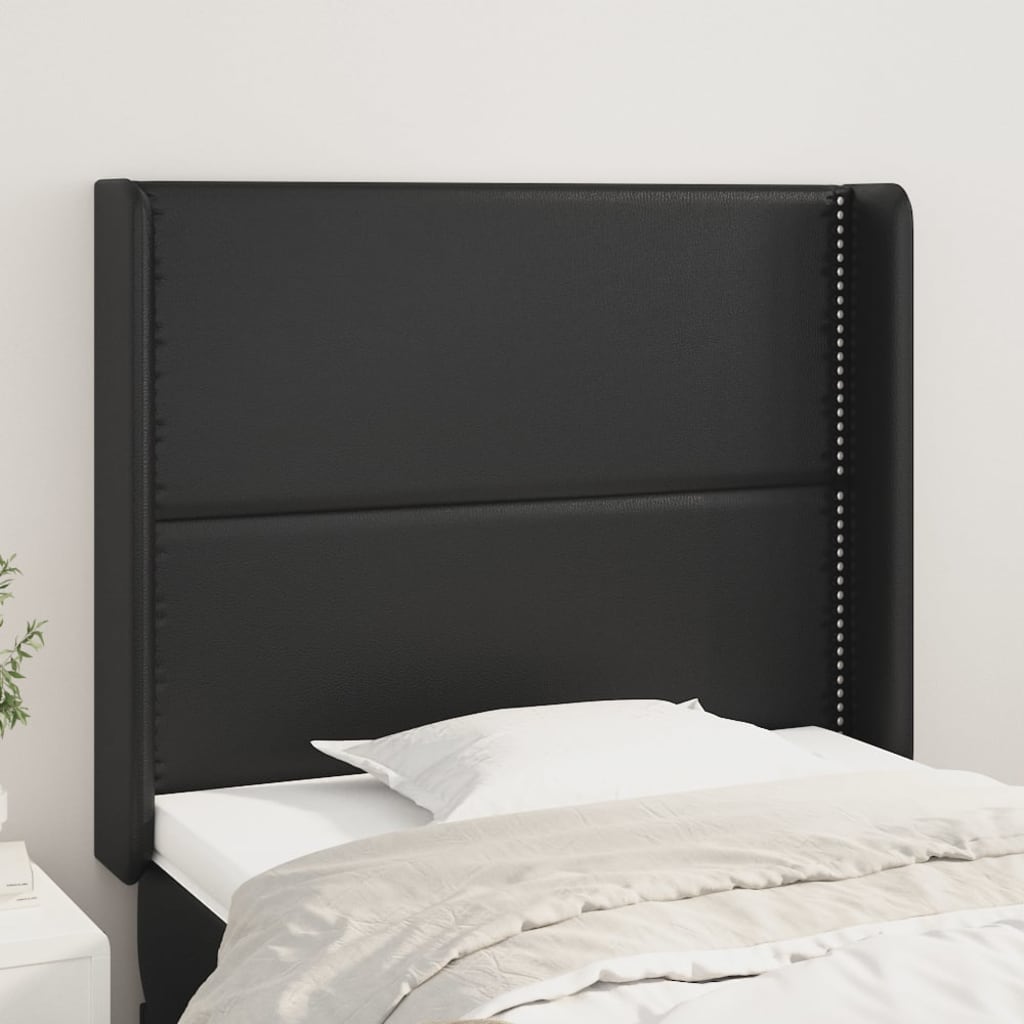 Testiera ad Orecchio Nera 83x16x118/128 cm in Similpelle
