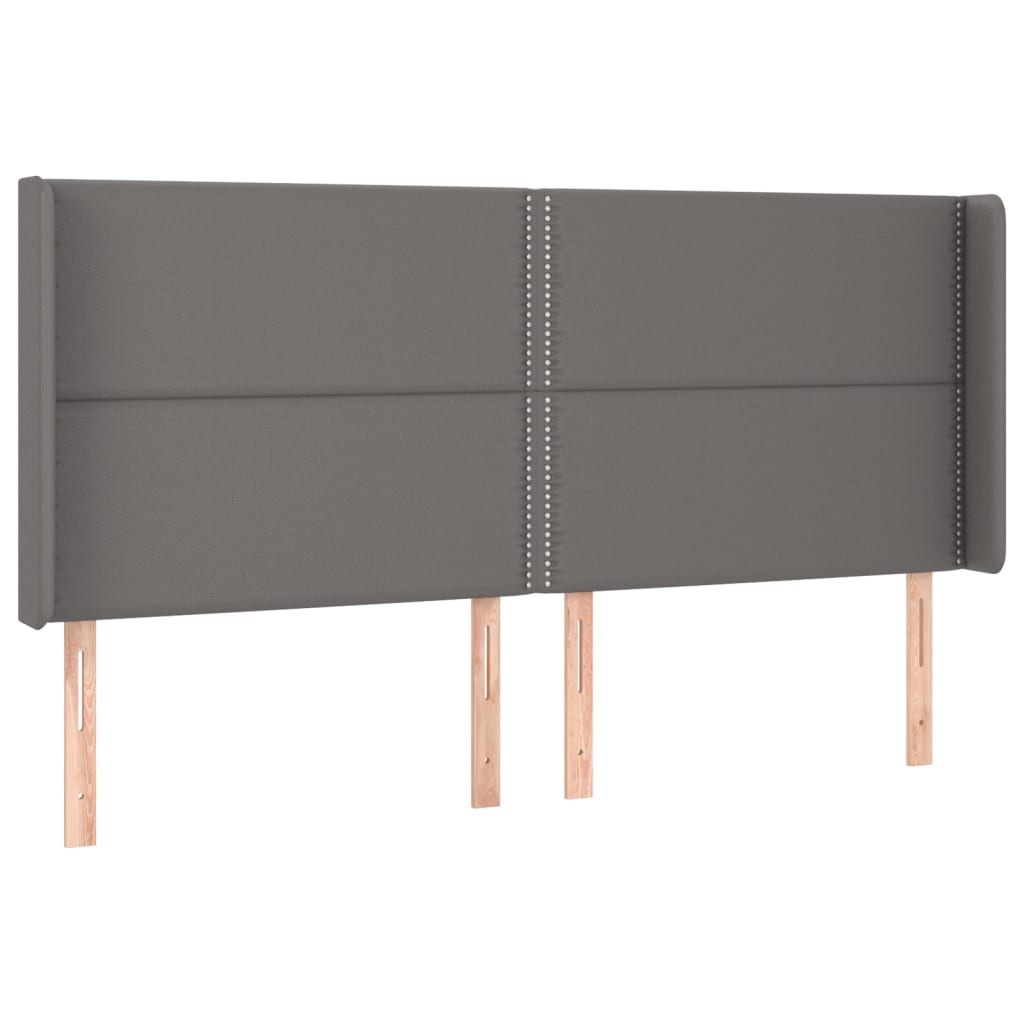 Testiera ad Orecchio Grigio 183x16x118/128 cm in Similpelle