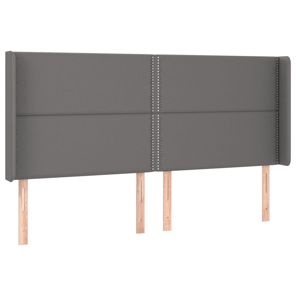 Testiera ad Orecchio Grigio 203x16x118/128 cm in Similpelle