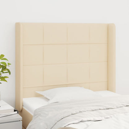 Testiera ad Orecchio Crema 83x16x118/128 cm in Tessuto