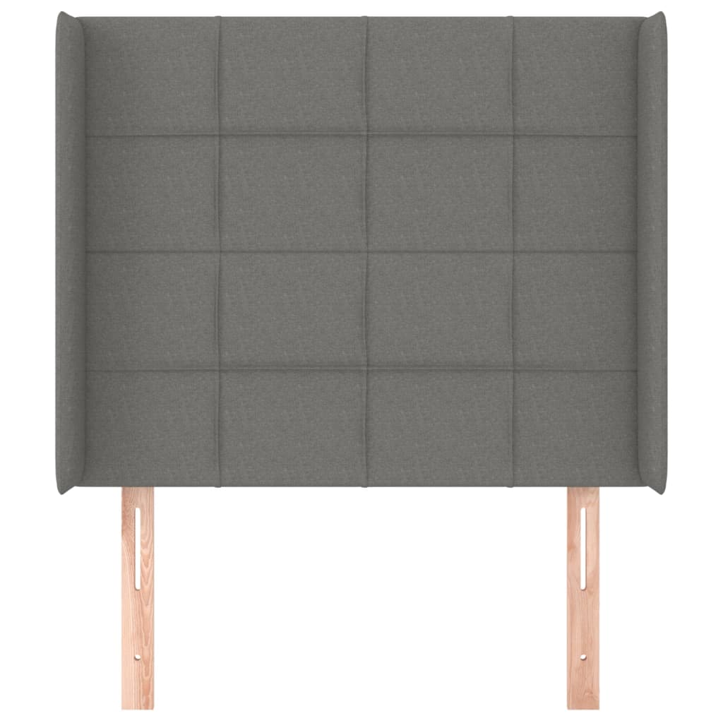 Testiera ad Orecchio Grigio Scuro 93x16x118/128 cm in Tessuto