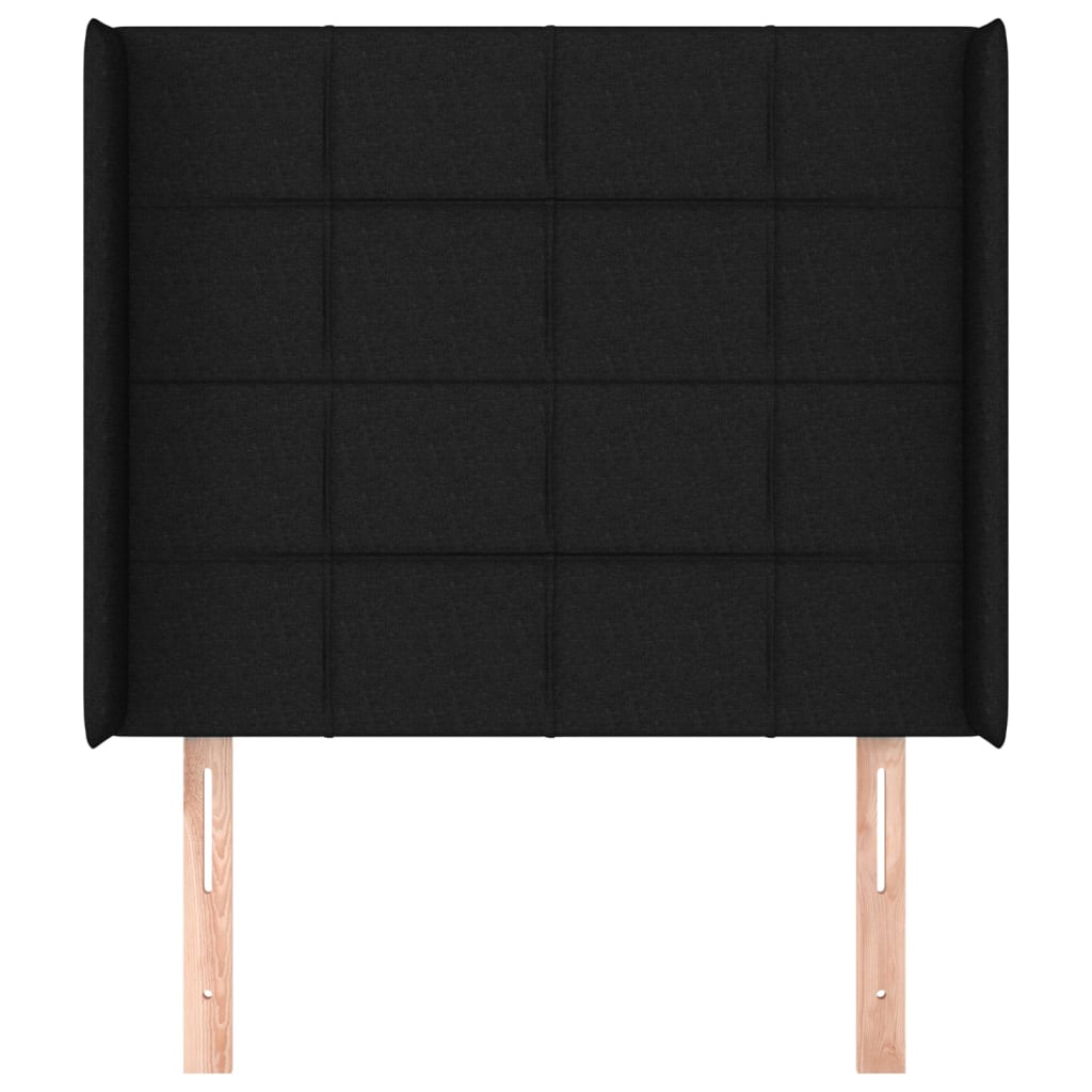 Testiera ad Orecchio Nera 93x16x118/128 cm in Tessuto