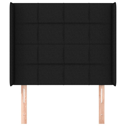 Testiera ad Orecchio Nera 103x16x118/128 cm in Tessuto