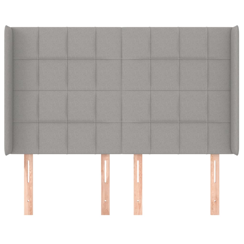 Testiera ad Orecchio Grigio Chiaro 147x16x118/128 cm in Tessuto