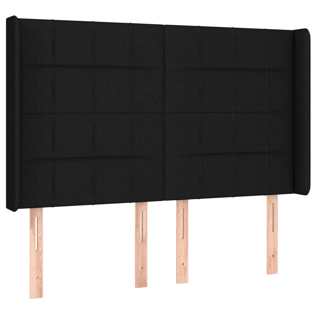 Testiera ad Orecchio Nera 147x16x118/128 cm in Tessuto