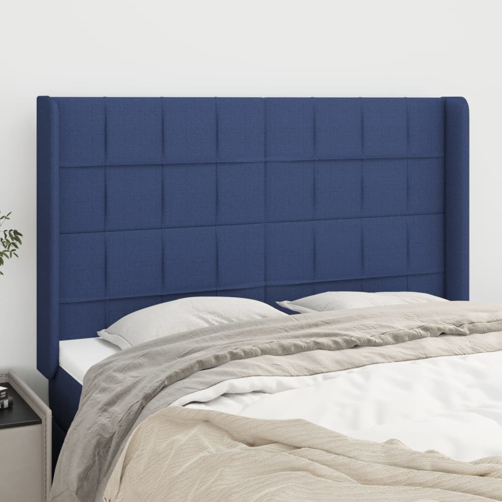 Testiera ad Orecchio Blu 147x16x118/128 cm in Tessuto