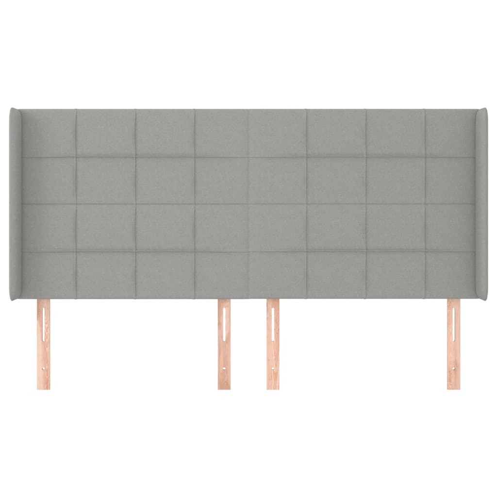 Testiera ad Orecchio Grigio Chiaro 183x16x118/128 cm in Tessuto