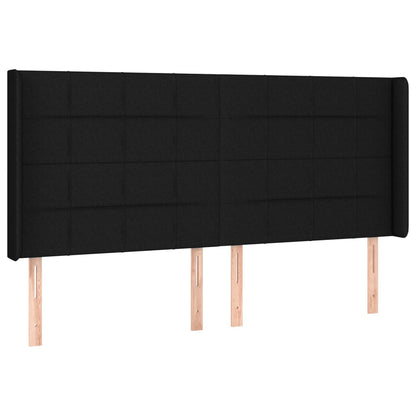 Testiera ad Orecchio Nera 183x16x118/128 cm in Tessuto