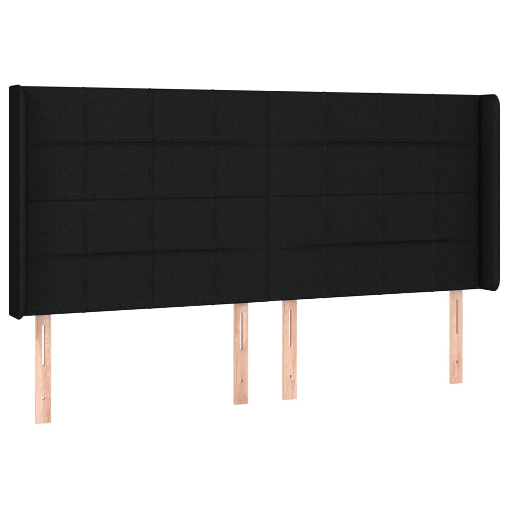 Testiera ad Orecchio Nera 203x16x118/128 cm in Tessuto