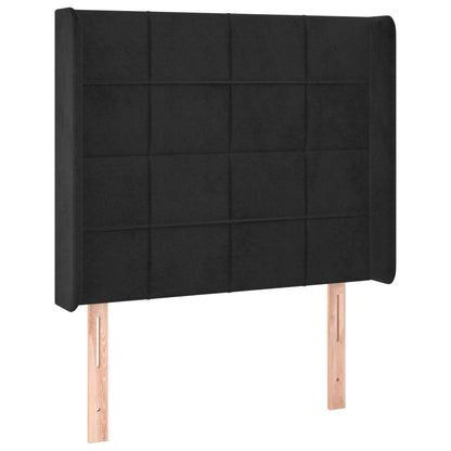 Testiera ad Orecchio Nera 83x16x118/128 cm in Velluto