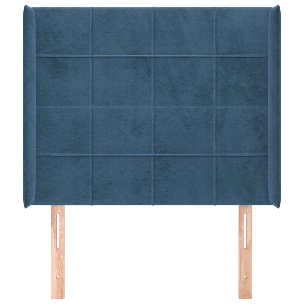 Testiera ad Orecchio Blu Scuro 83x16x118/128 cm in Velluto