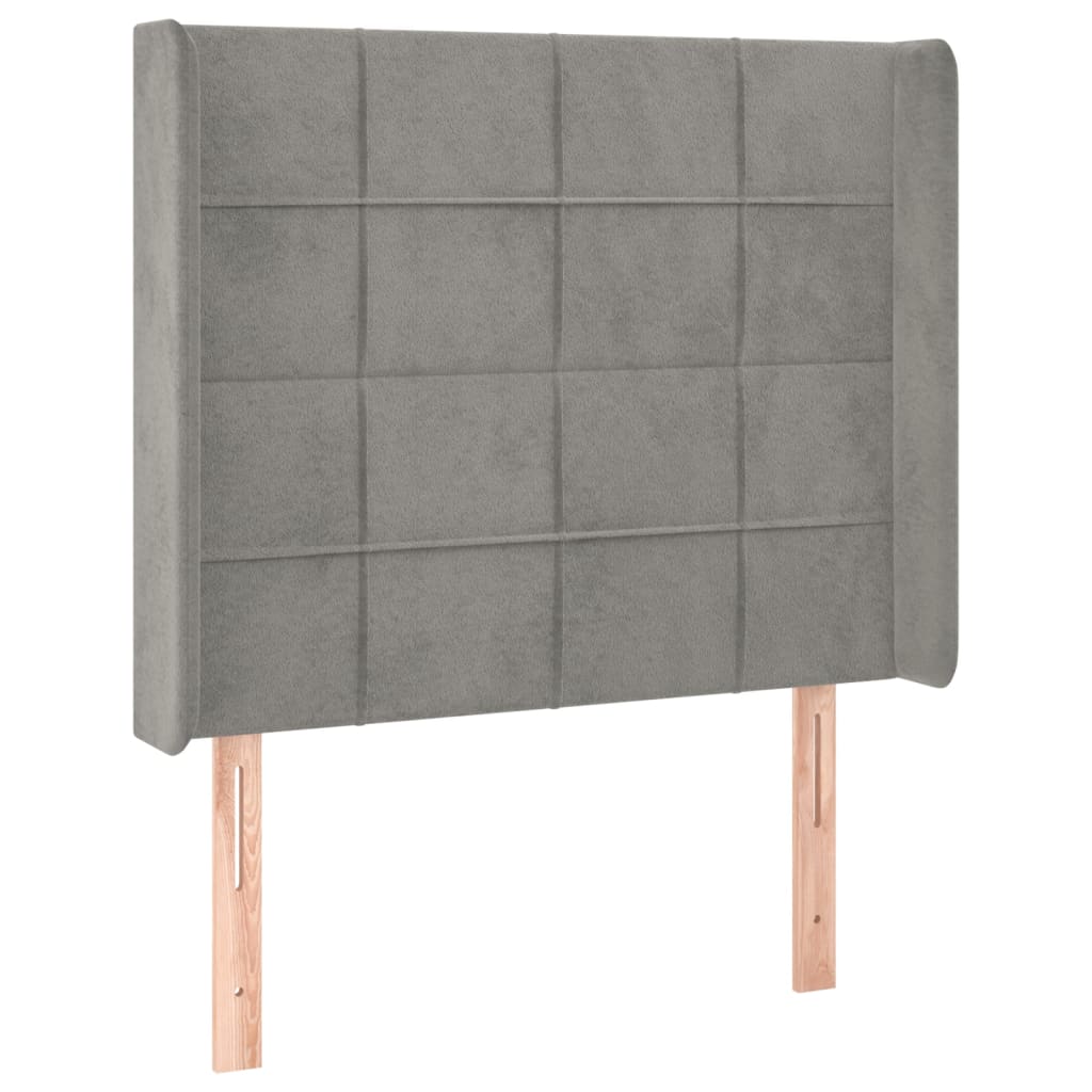 Testiera ad Orecchio Grigio Chiaro 93x16x118/128 cm in Velluto