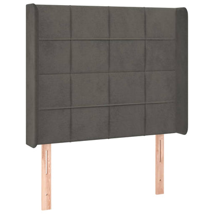 Testiera ad Orecchio Grigio Scuro 93x16x118/128 cm in Velluto