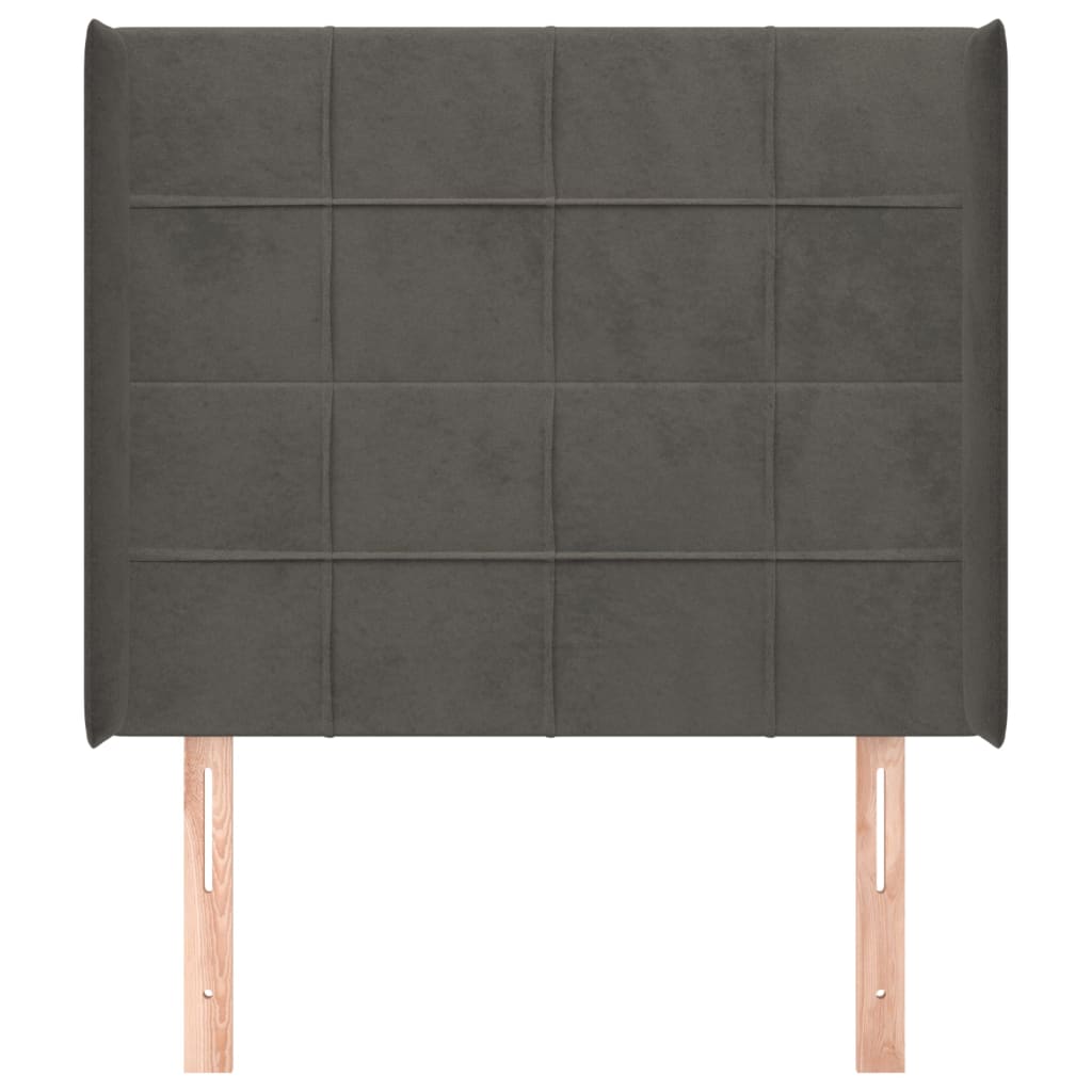 Testiera ad Orecchio Grigio Scuro 93x16x118/128 cm in Velluto