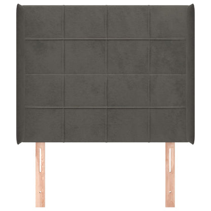 Testiera ad Orecchio Grigio Scuro 93x16x118/128 cm in Velluto