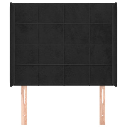 Testiera ad Orecchio Nera 93x16x118/128 cm in Velluto