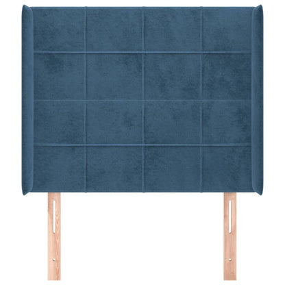 Testiera ad Orecchio Blu Scuro 93x16x118/128 cm in Velluto