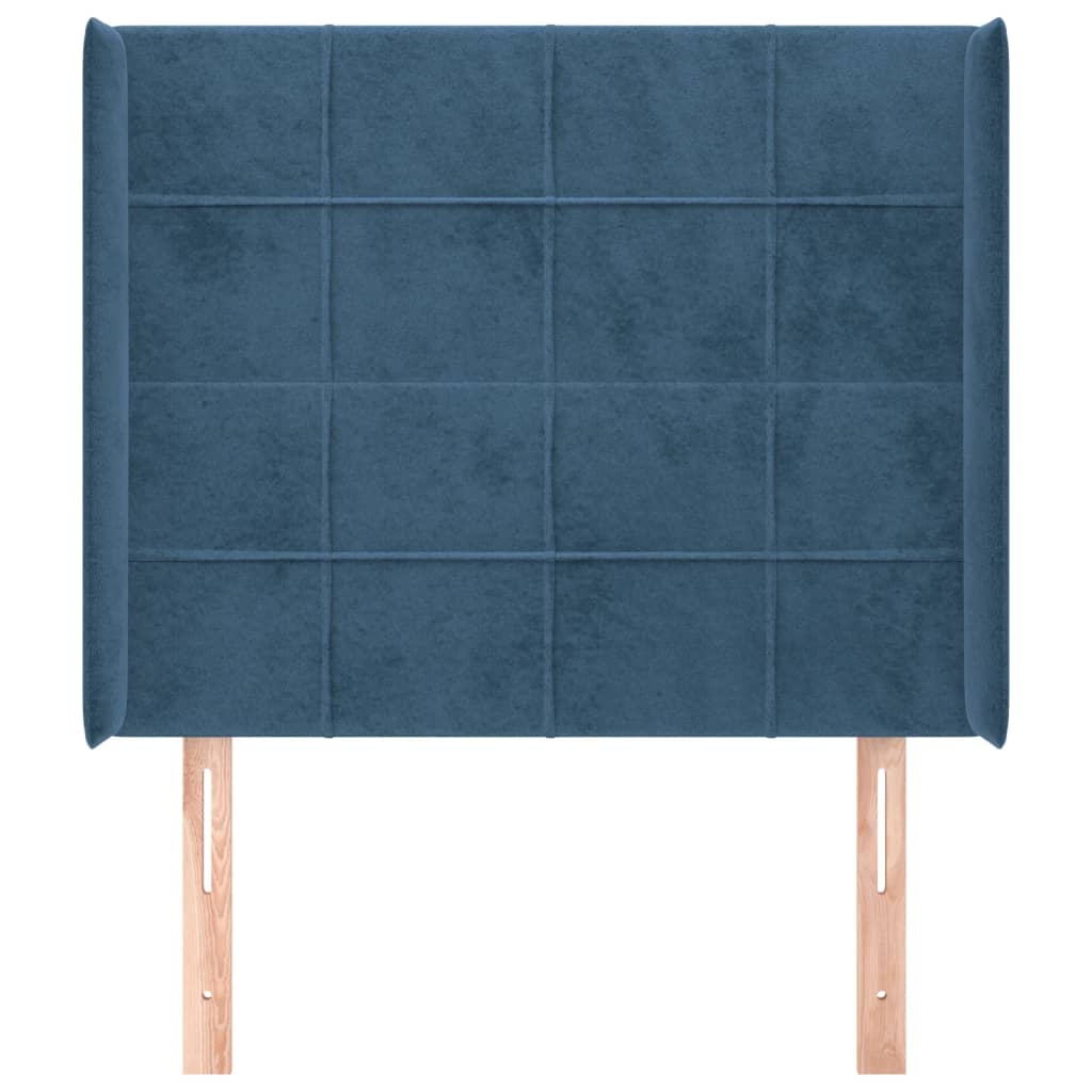 Testiera ad Orecchio Blu Scuro 93x16x118/128 cm in Velluto