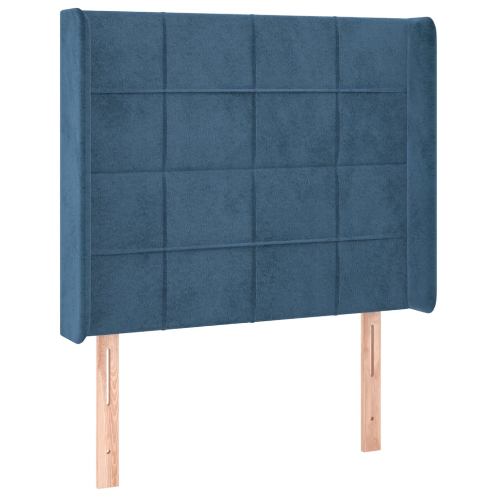 Testiera ad Orecchio Blu Scuro 103x16x118/128 cm in Velluto