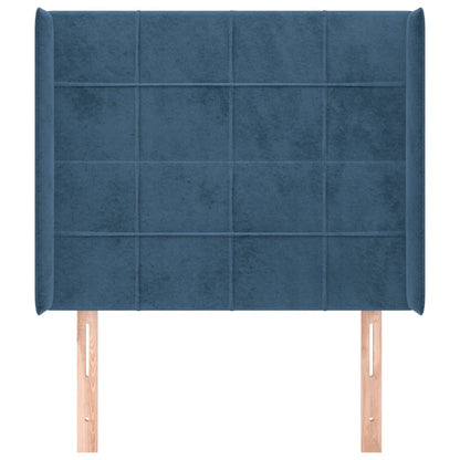 Testiera ad Orecchio Blu Scuro 103x16x118/128 cm in Velluto